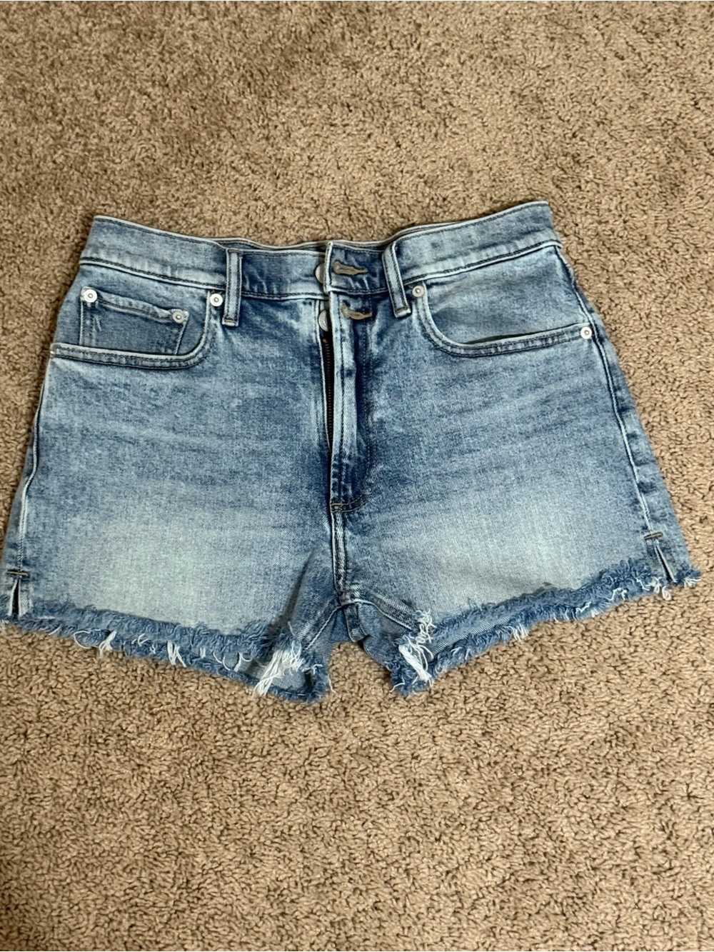Lucky Brand Washed Blue Frayed Hem Denim Shorts